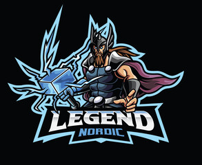 Thor mascot logo design - obrazy, fototapety, plakaty