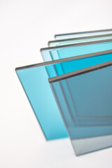 Sheets of Factory manufacturing tempered clear float glass panels cut to size