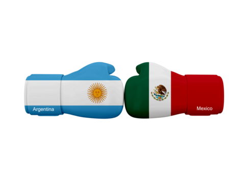 Argentina vs Mexico football match. Soccer Competition - Powered by Adobe