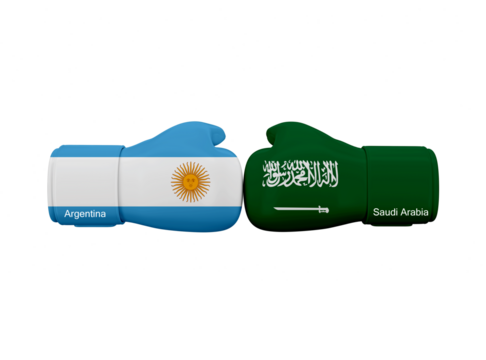 Argentina vs Saudi Arabia football match. Soccer Competition - Powered by Adobe