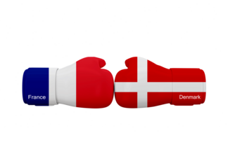 France Vs Denmark football match. Soccer Competition