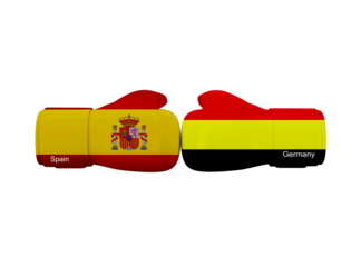 Spain vs Germany football match. Soccer Competition