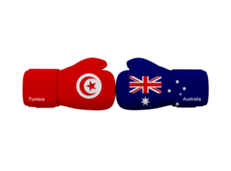 Tunisia Vs Australia football match. Soccer Competition