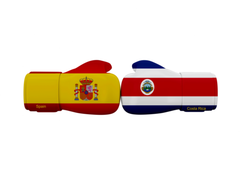Spain vs Costa Rica football match. Soccer Competition - Powered by Adobe