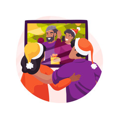 Online family gathering isolated cartoon vector illustration.