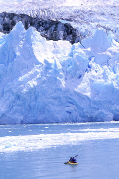 Sea Kayakers Near Glaciers.