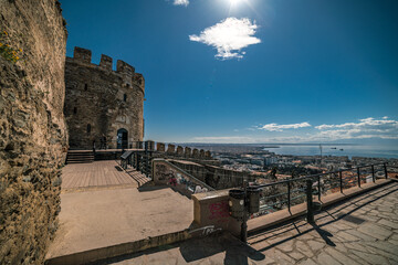Scenes from Trigonioy Tower,  location old city of Thessaloniki, Greece  - 546654442