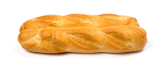 two French mini baguettes close-up on a white background