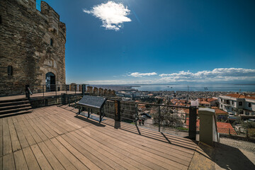 Scenes from Trigonioy Tower,  location old city of Thessaloniki, Greece  - 546654469