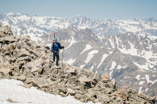 Hiker in La Plata Mountains, Colorado, USA