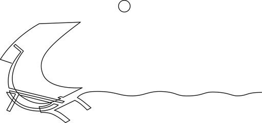 The sun lounger is a comfortable seat for a beach holiday. Continuous line drawing. Vector illustration