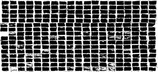 Rough, irregular texture composed of monochrome geometric elements. Overlay distressed grunge background. Abstract vector illustration. Isolated on white background. EPS10
