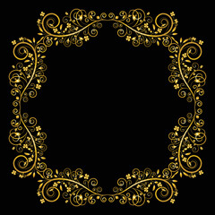 Decorative frame Elegant vector element for design in Eastern style, place for text. Beautiful floral golden border. Lace illustration for invitations, greeting cards and T Shirt design.