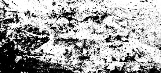 Monochrome texture composed of irregular graphic elements. Distressed uneven grunge background. Abstract vector illustration. Overlay for interesting effect and depth. Isolated on white background.