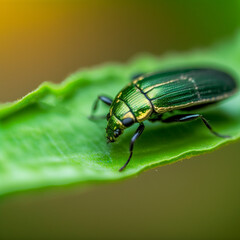 Vertical shot of hungry green insect on leaf 3d illustrated