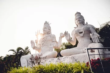Fototapete Historisches Monument White Shiva and Parvathi statues on Kailasagiri hill in Andhra Pradesh state, Visakhapatnam, India