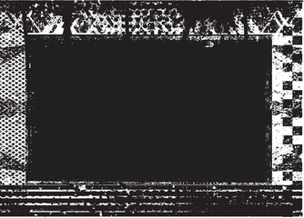Glitch border frame. Grunge layer  . Noise scratched texture . Trendy textured frame . Overlay grunge texture . Distressed effect .Vector shapes with a halftone dots . Screen print texture.