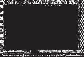Glitch border frame. Grunge layer  . Noise scratched texture . Trendy textured frame . Overlay grunge texture . Distressed effect .Vector shapes with a halftone dots . Screen print texture.
