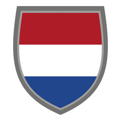 Shield with the colors of the Flag of the Netherlands, Holland shield cut out - original RGB color