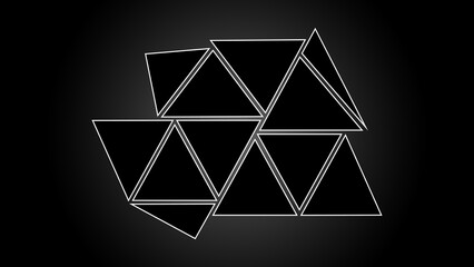 Collage, empty triangle frames on a gradient background. Templates for photo parts and for the interior. Vector illustration.