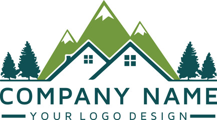 real estate mountain vector logo design
