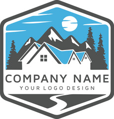 real estate mountain vector logo design