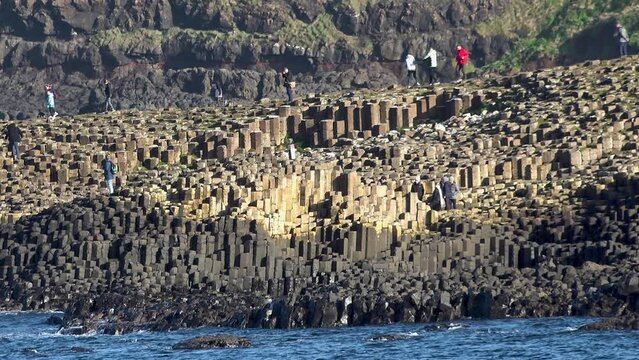The Giant's Causeway, 40000 interlocking basalt columns, by Bushmills in Northern Ireland, United Kingdom