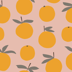 Vector seamless pattern with mandarins. Trendy hand drawn textures. Modern abstract design for paper, cover, fabric, interior decor and other users. Vector illustration