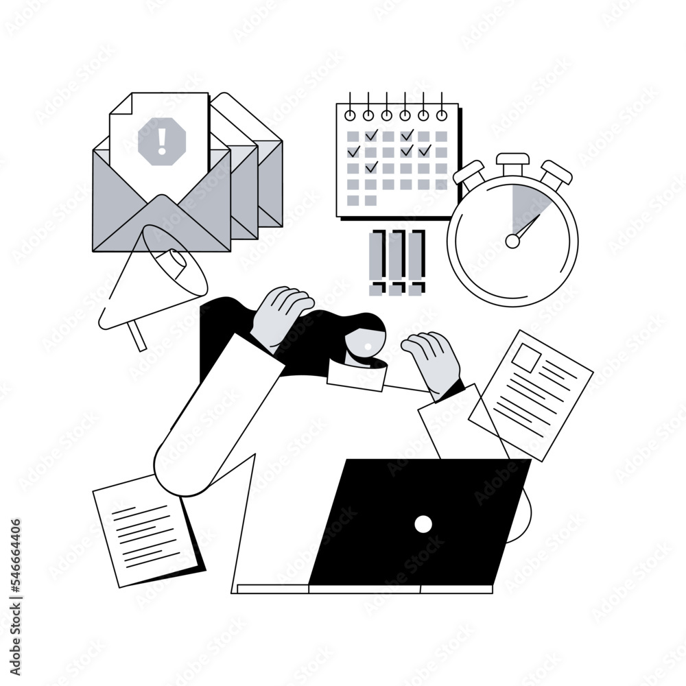 Poster deadline abstract concept vector illustration. project management, work time limit, task due dates, 