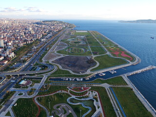 A city park built on an embankment on the coast of Istanbul