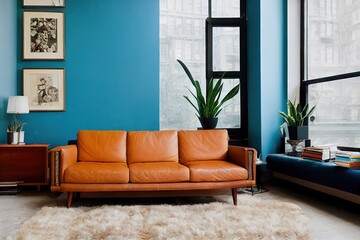 colorful modern living room 3d illustration