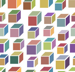 Colorful geometric cubes seamless background design. Abstract cube vector