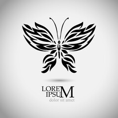Black butterfly logo. For a tattoo. Vector illustration