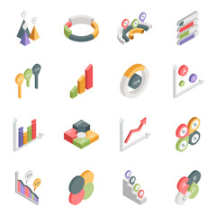 Pack of Graphs Isometric Icons

