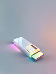generic USB flash device icon with copyspace for data backup and digital wallets concepts, digital 3D icon illustration with matte painting