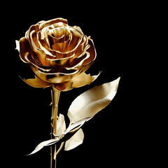 Roses made of gold. 3d illustration.