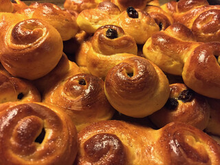 Homemade saffron buns a Swedish tradition before the Saint Lucia holiday in December.
