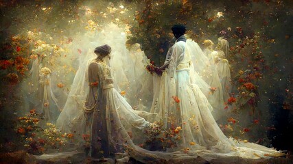 Ethereal abstract wedding of soulmates in spirit