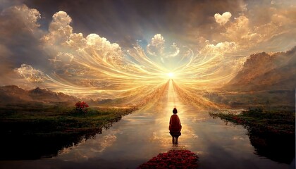 Abstract concept landscape of gratitude and  mindfulness v6