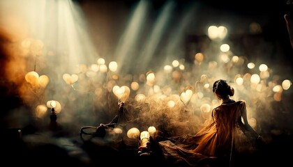 Fototapeta premium Live your passion abstract heart background with divine light