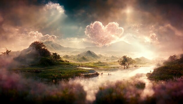 Ethereal landscape with magnificent energy flowing through the mind v7