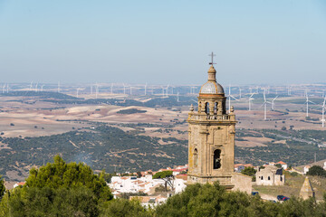 Fototapeta na wymiar Santa Maria la Coronada church in the old historic center of Medina Sidonia, Andalusia, Spain