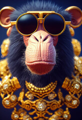 Fototapeta premium ape wearing sunglasses - generative AI