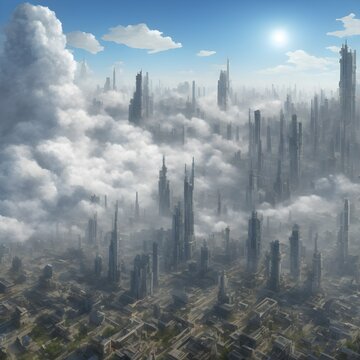 Another planet city Trisolaris world 3d illustration