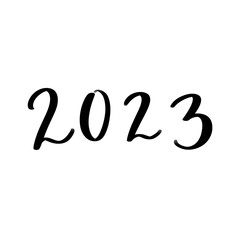 Isolated word 2023 written in hand lettering