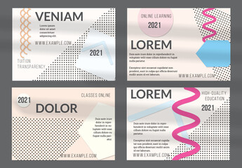 Flyer Layout with Paper Cut Simple Layered Geometric Shapes