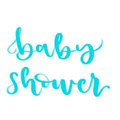 Isolated words baby shower written in blue hand lettering
