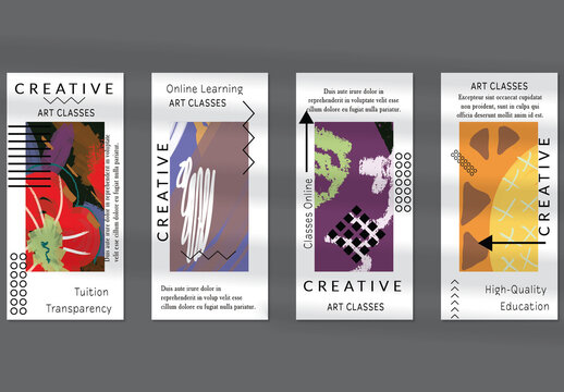 Flyer Layout with Black Shapes and Bright Abstract Rectangle on White
