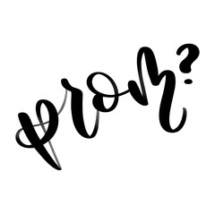 Isolated word prom written in hand lettering