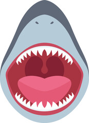 Shark jaws with sharp teeth flat icon Animal mouth